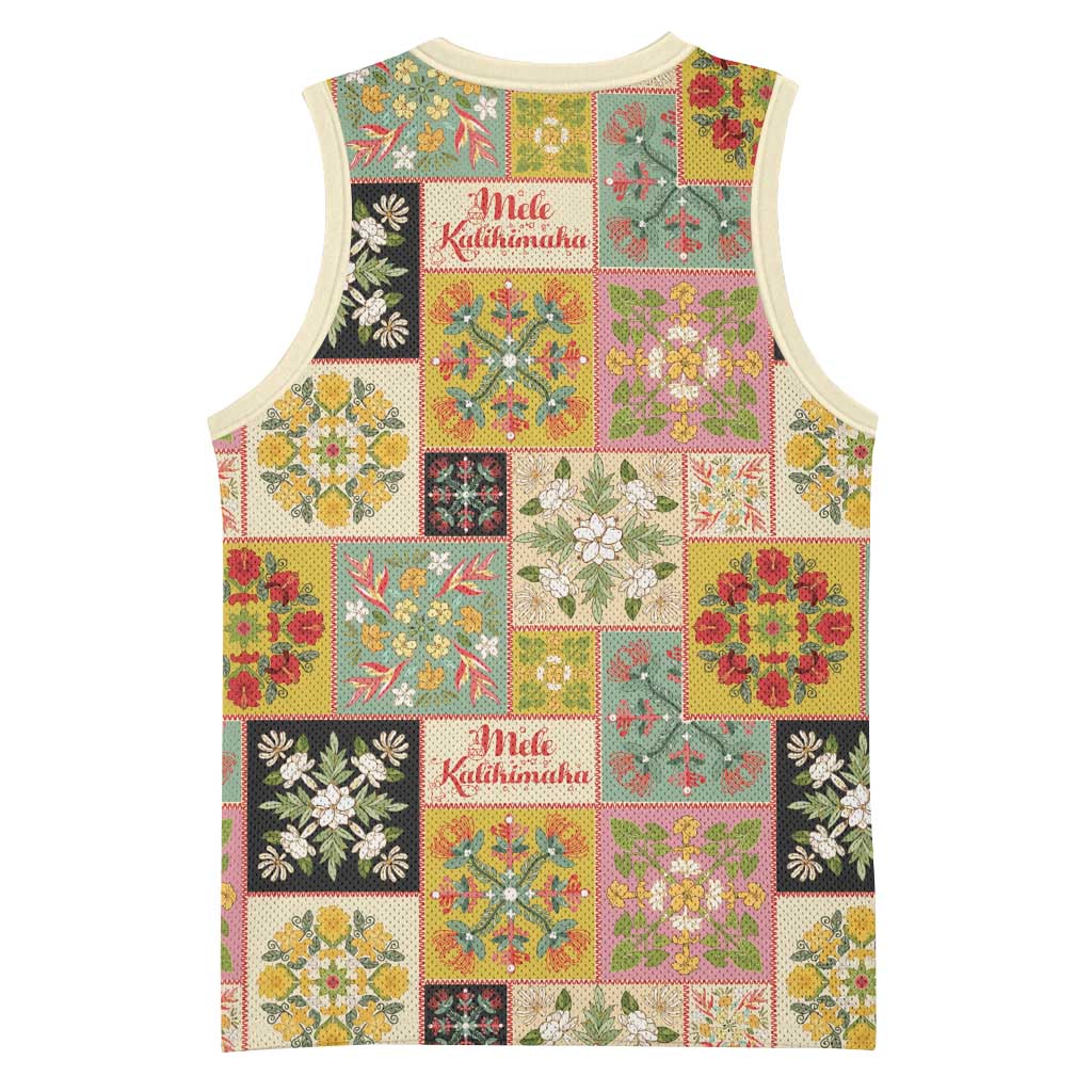 Mele Kalikimaka Hawaii Christmas Basketball Jersey Melemele Mama Seamless Floral Motif LT9 - Polynesian Pride