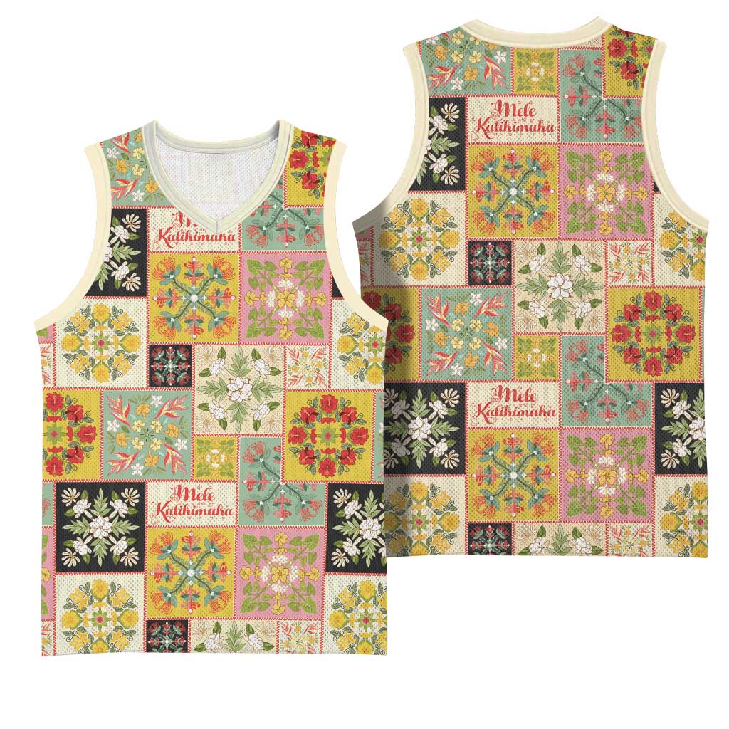 Mele Kalikimaka Hawaii Christmas Basketball Jersey Melemele Mama Seamless Floral Motif LT9 - Polynesian Pride
