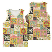 Mele Kalikimaka Hawaii Christmas Basketball Jersey Melemele Mama Seamless Floral Motif LT9 - Polynesian Pride