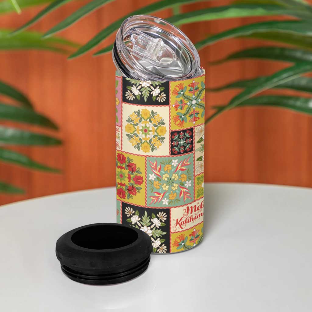 Mele Kalikimaka Hawaii Christmas 4 in 1 Can Cooler Tumbler Melemele Mama Seamless Floral Motif LT9 - Polynesian Pride