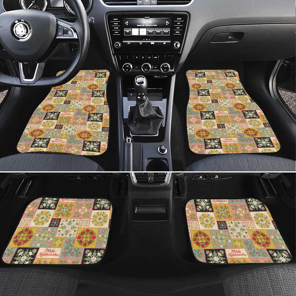 Mele Kalikimaka Hawaii Christmas Car Mats Melemele Mama Seamless Floral Motif LT9 Set 4pcs Beige - Polynesian Pride