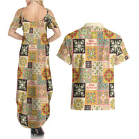 Mele Kalikimaka Hawaii Christmas Couples Matching Summer Maxi Dress and Hawaiian Shirt Melemele Mama Seamless Floral Motif LT9 - Polynesian Pride