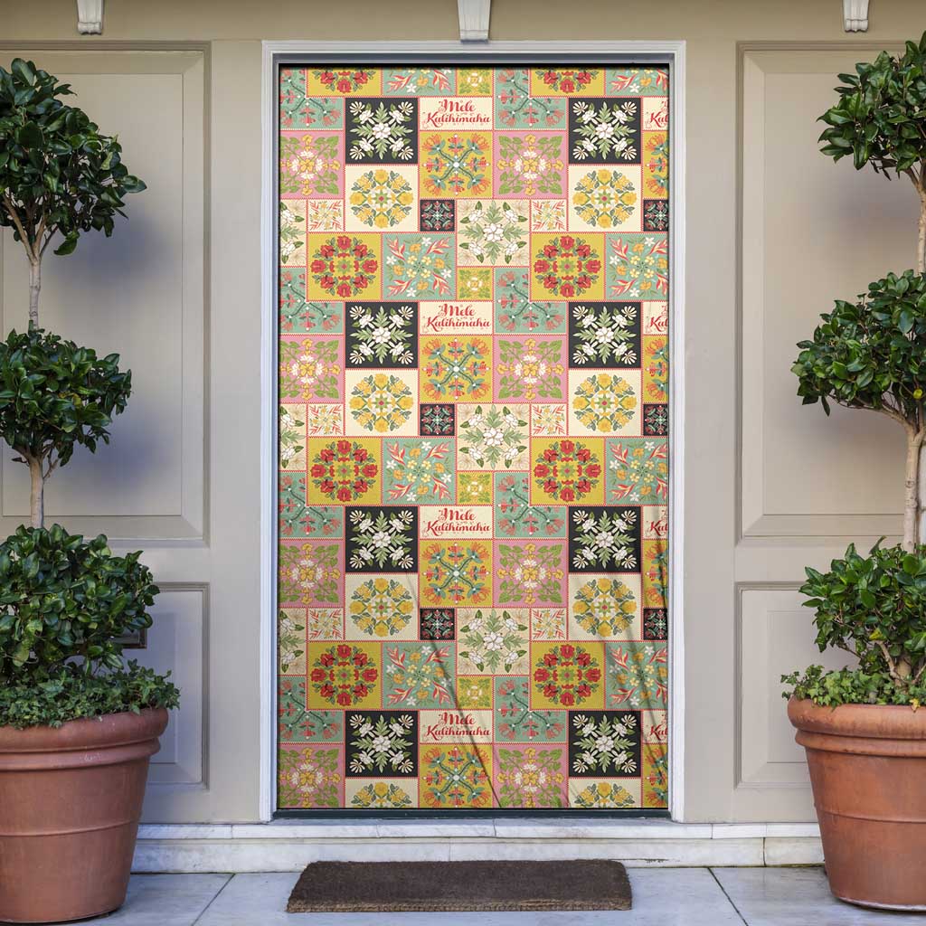 Mele Kalikimaka Hawaii Christmas Door Cover Melemele Mama Seamless Floral Motif LT9 Beige - Polynesian Pride