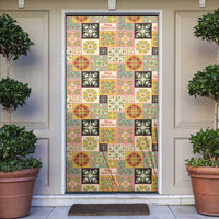 Mele Kalikimaka Hawaii Christmas Door Cover Melemele Mama Seamless Floral Motif LT9 Beige - Polynesian Pride