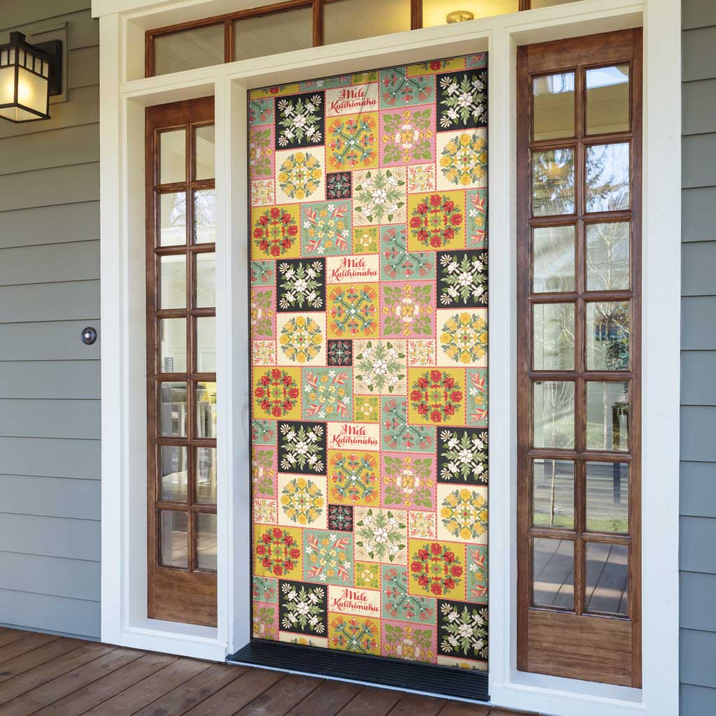 Mele Kalikimaka Hawaii Christmas Door Cover Melemele Mama Seamless Floral Motif LT9 - Polynesian Pride