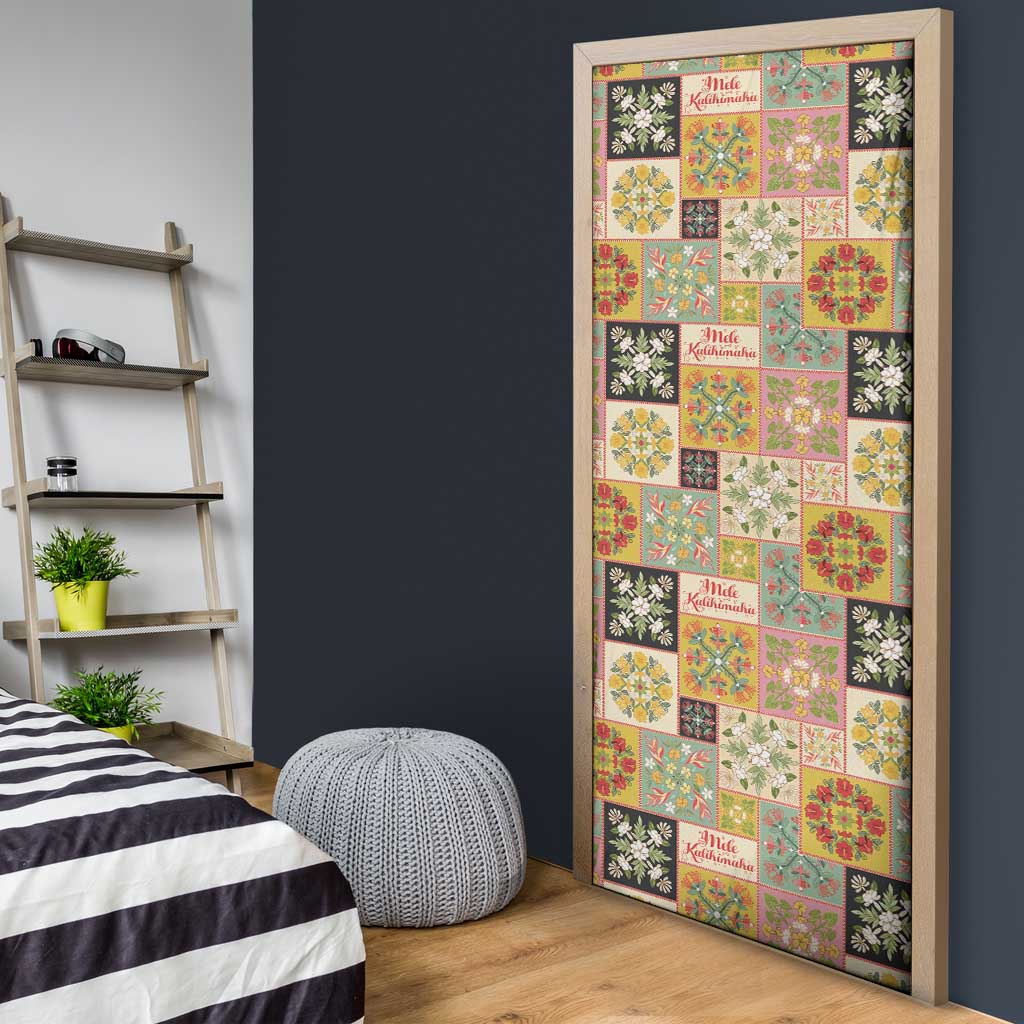 Mele Kalikimaka Hawaii Christmas Door Cover Melemele Mama Seamless Floral Motif LT9 - Polynesian Pride
