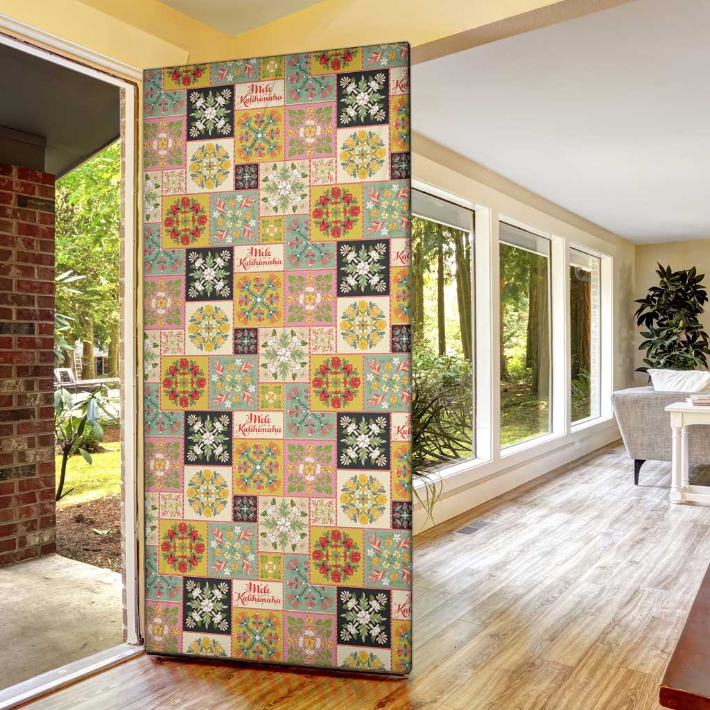 Mele Kalikimaka Hawaii Christmas Door Cover Melemele Mama Seamless Floral Motif LT9 - Polynesian Pride