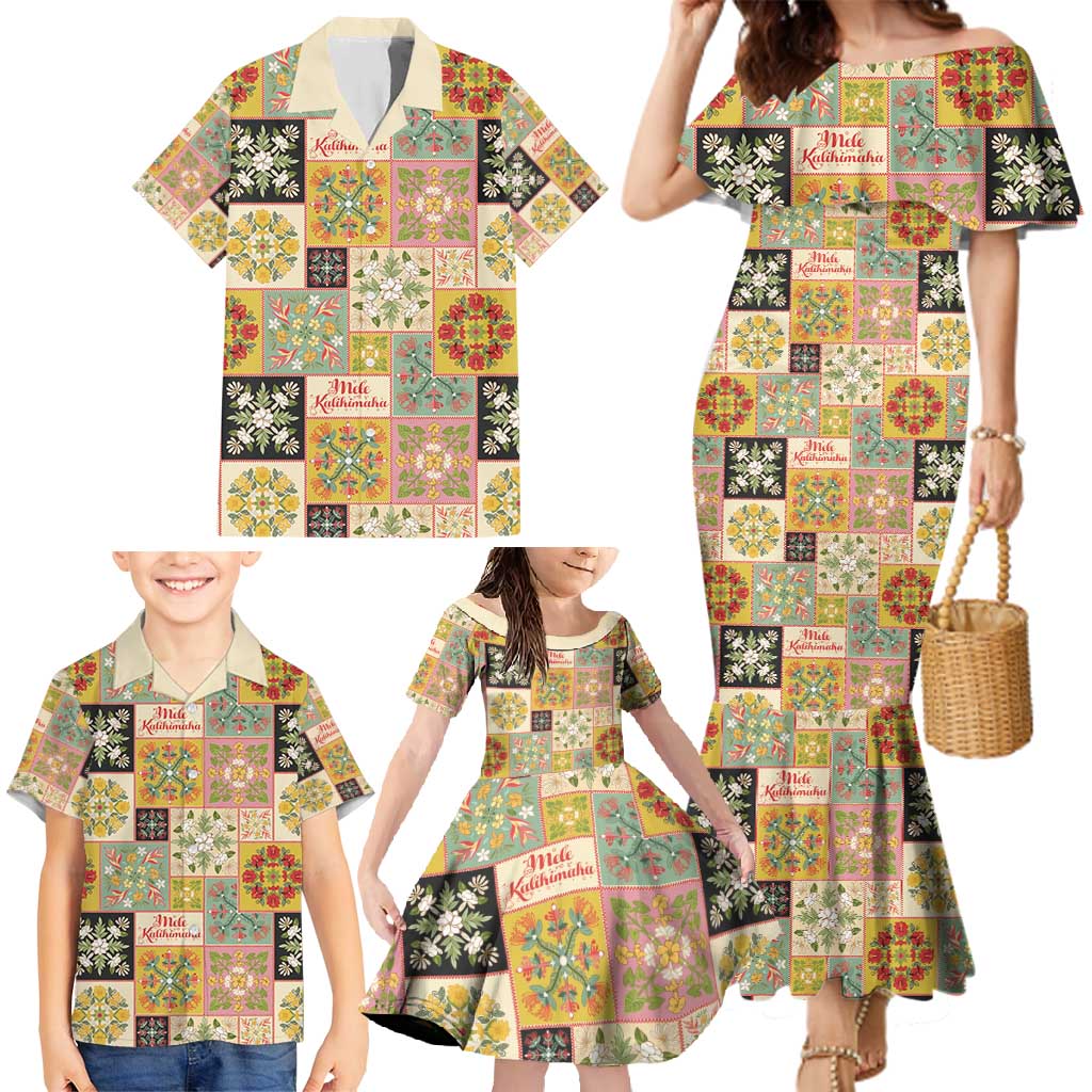 Mele Kalikimaka Hawaii Christmas Family Matching Mermaid Dress and Hawaiian Shirt Melemele Mama Seamless Floral Motif LT9 - Polynesian Pride