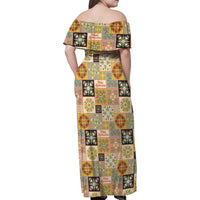 Mele Kalikimaka Hawaii Christmas Family Matching Off Shoulder Maxi Dress and Hawaiian Shirt Melemele Mama Seamless Floral Motif LT9 - Polynesian Pride