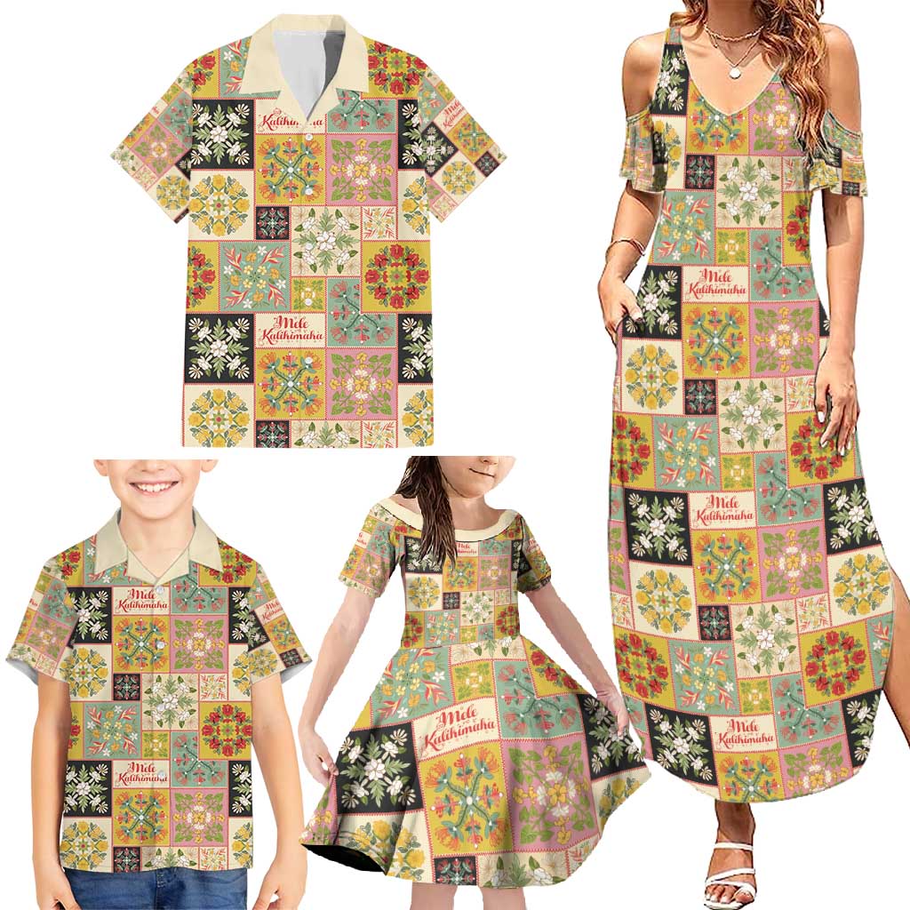 Mele Kalikimaka Hawaii Christmas Family Matching Summer Maxi Dress and Hawaiian Shirt Melemele Mama Seamless Floral Motif LT9 - Polynesian Pride
