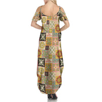 Mele Kalikimaka Hawaii Christmas Family Matching Summer Maxi Dress and Hawaiian Shirt Melemele Mama Seamless Floral Motif LT9 - Polynesian Pride