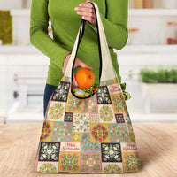Mele Kalikimaka Hawaii Christmas Grocery Bag Melemele Mama Seamless Floral Motif LT9 - Polynesian Pride