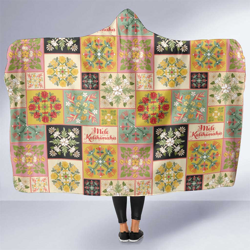 Mele Kalikimaka Hawaii Christmas Hooded Blanket Melemele Mama Seamless Floral Motif LT9 One Size Beige - Polynesian Pride