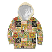 Mele Kalikimaka Hawaii Christmas Kid Hoodie Melemele Mama Seamless Floral Motif LT9 Hoodie Beige - Polynesian Pride