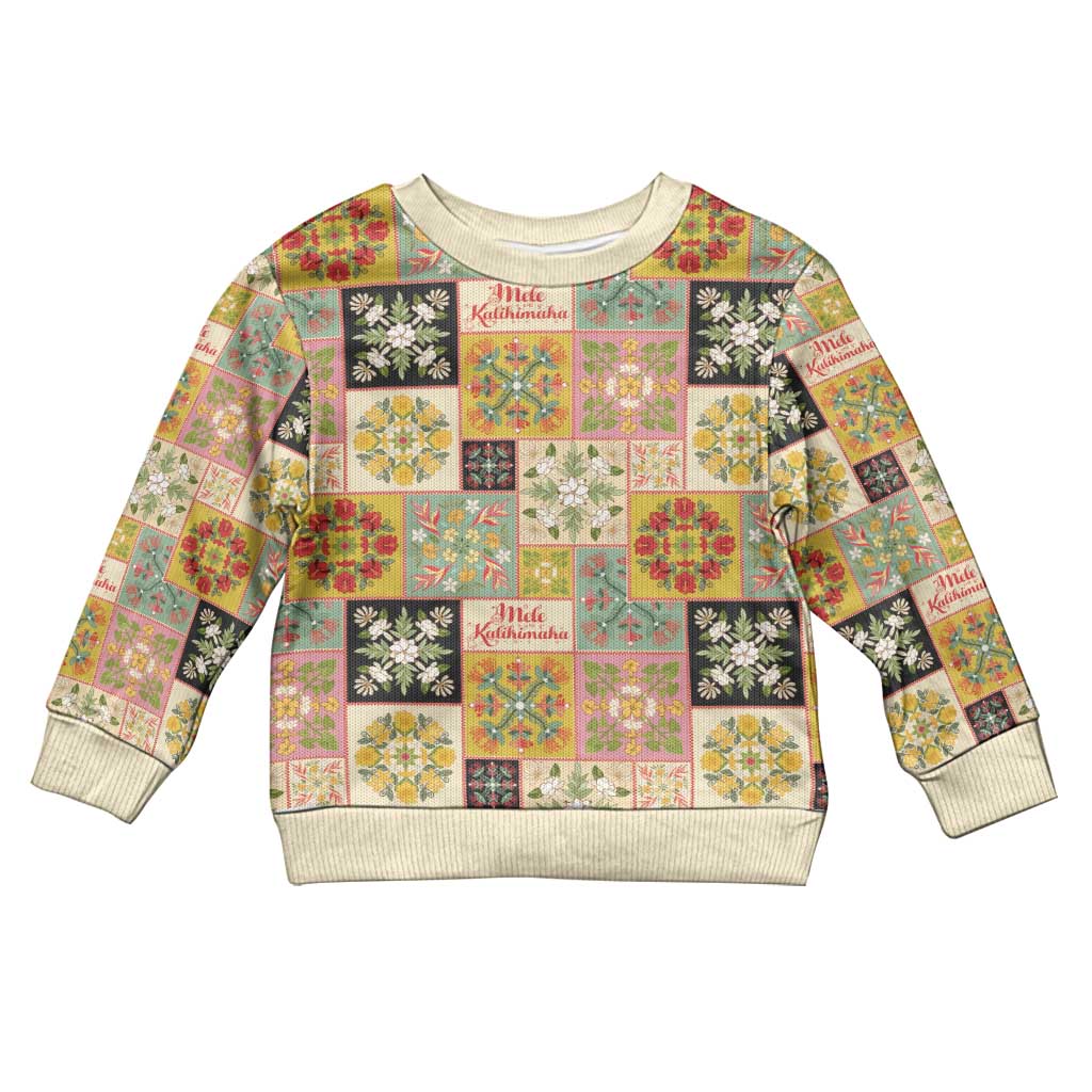 Mele Kalikimaka Hawaii Christmas Kid Ugly Christmas Sweater Melemele Mama Seamless Floral Motif LT9 Kid Beige - Polynesian Pride
