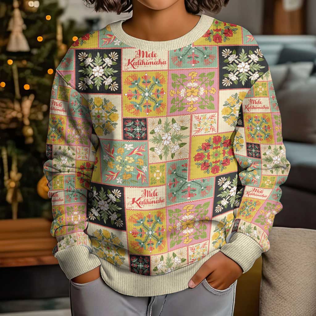 Mele Kalikimaka Hawaii Christmas Kid Ugly Christmas Sweater Melemele Mama Seamless Floral Motif LT9 - Polynesian Pride