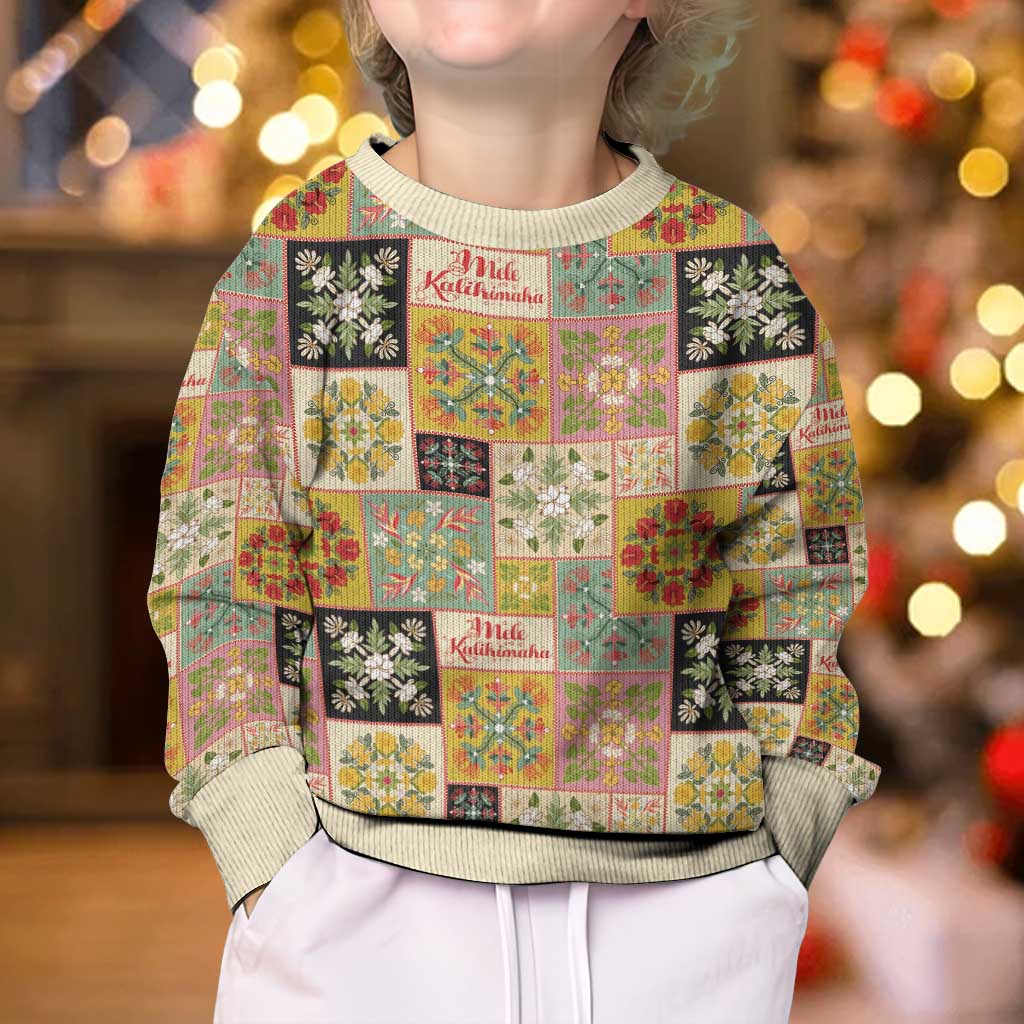 Mele Kalikimaka Hawaii Christmas Kid Ugly Christmas Sweater Melemele Mama Seamless Floral Motif LT9 - Polynesian Pride