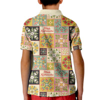 Mele Kalikimaka Hawaii Christmas Kid Polo Shirt Melemele Mama Seamless Floral Motif LT9 - Polynesian Pride