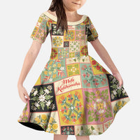 Mele Kalikimaka Hawaii Christmas Kid Short Sleeve Dress Melemele Mama Seamless Floral Motif LT9 KID Beige - Polynesian Pride