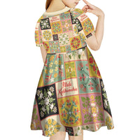 Mele Kalikimaka Hawaii Christmas Kid Short Sleeve Dress Melemele Mama Seamless Floral Motif LT9 - Polynesian Pride