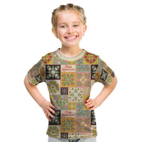 Mele Kalikimaka Hawaii Christmas Kid T Shirt Melemele Mama Seamless Floral Motif LT9 Beige - Polynesian Pride