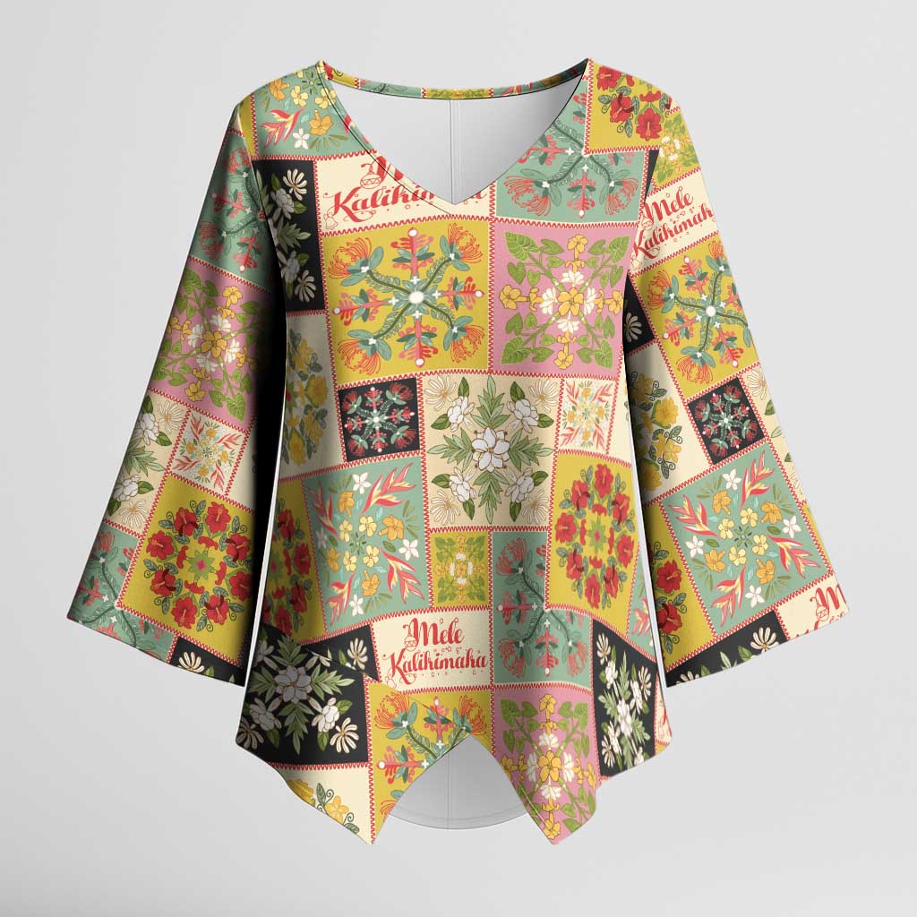 Mele Kalikimaka Hawaii Christmas Kimono Sleeve Blouse Melemele Mama Seamless Floral Motif LT9 Female Beige - Polynesian Pride