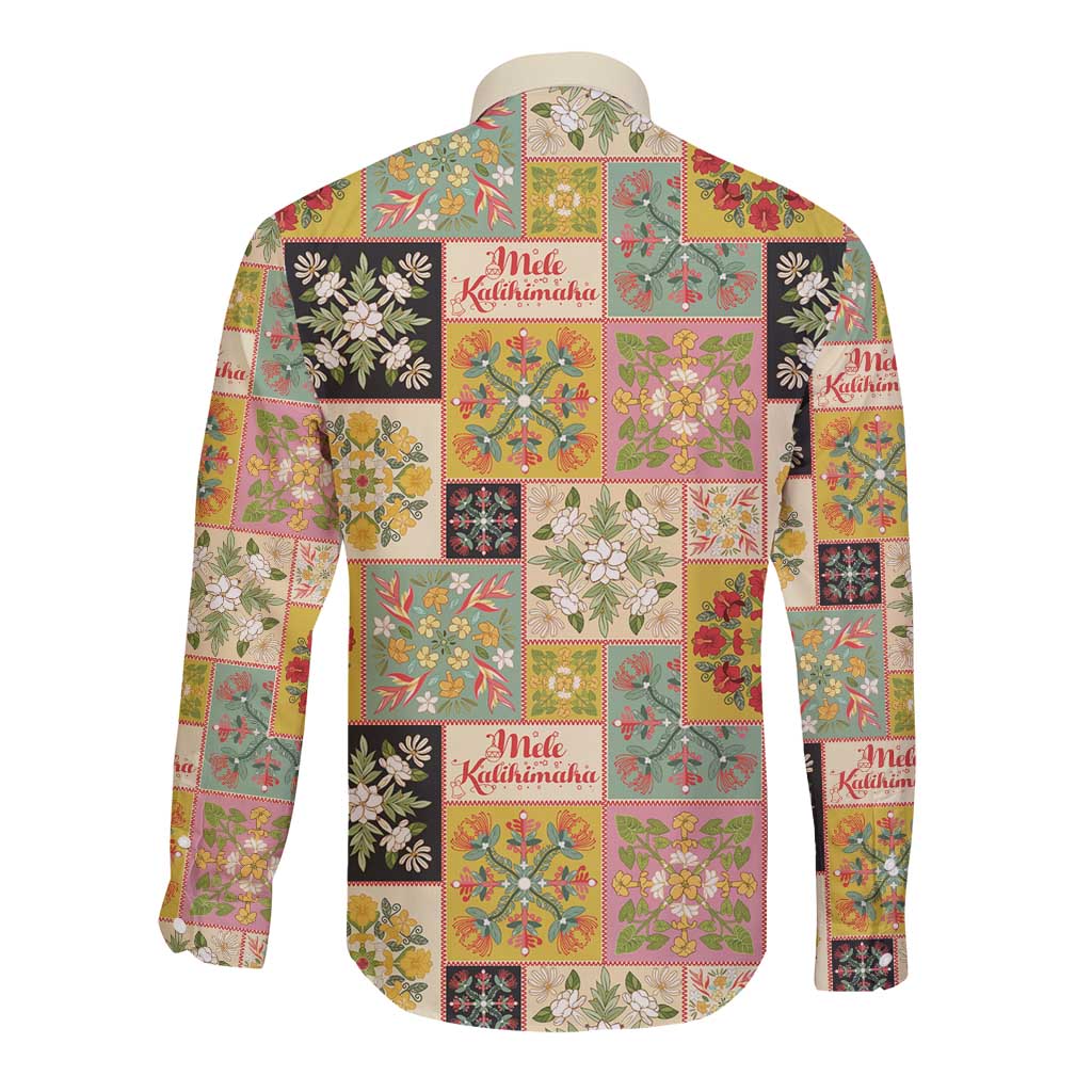 Mele Kalikimaka Hawaii Christmas Long Sleeve Button Shirt Melemele Mama Seamless Floral Motif LT9 - Polynesian Pride