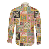 Mele Kalikimaka Hawaii Christmas Long Sleeve Button Shirt Melemele Mama Seamless Floral Motif LT9 - Polynesian Pride