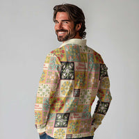 Mele Kalikimaka Hawaii Christmas Long Sleeve Polo Shirt Melemele Mama Seamless Floral Motif LT9 - Polynesian Pride