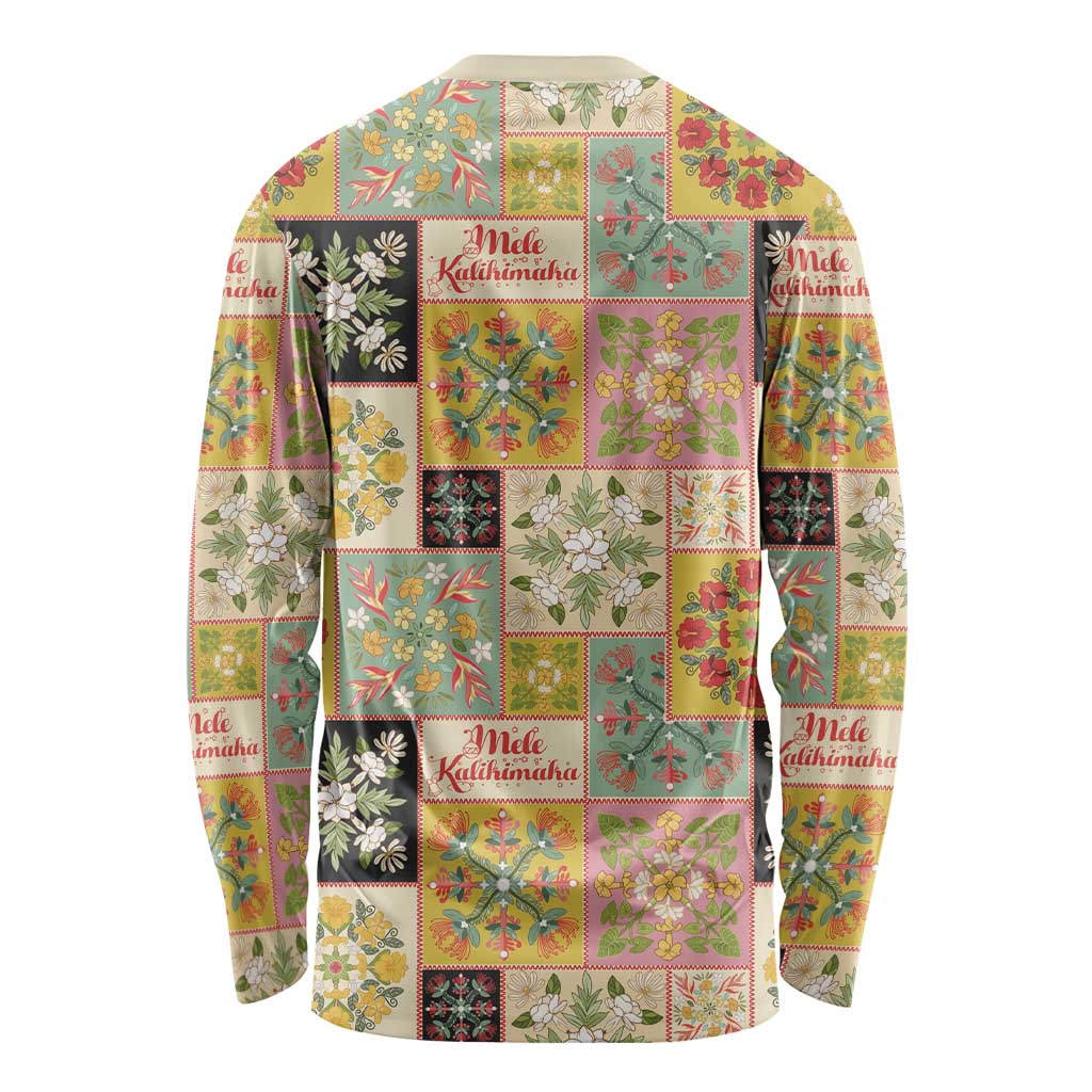 Mele Kalikimaka Hawaii Christmas Long Sleeve Shirt Melemele Mama Seamless Floral Motif LT9 - Polynesian Pride