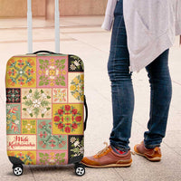 Mele Kalikimaka Hawaii Christmas Luggage Cover Melemele Mama Seamless Floral Motif LT9 Beige - Polynesian Pride