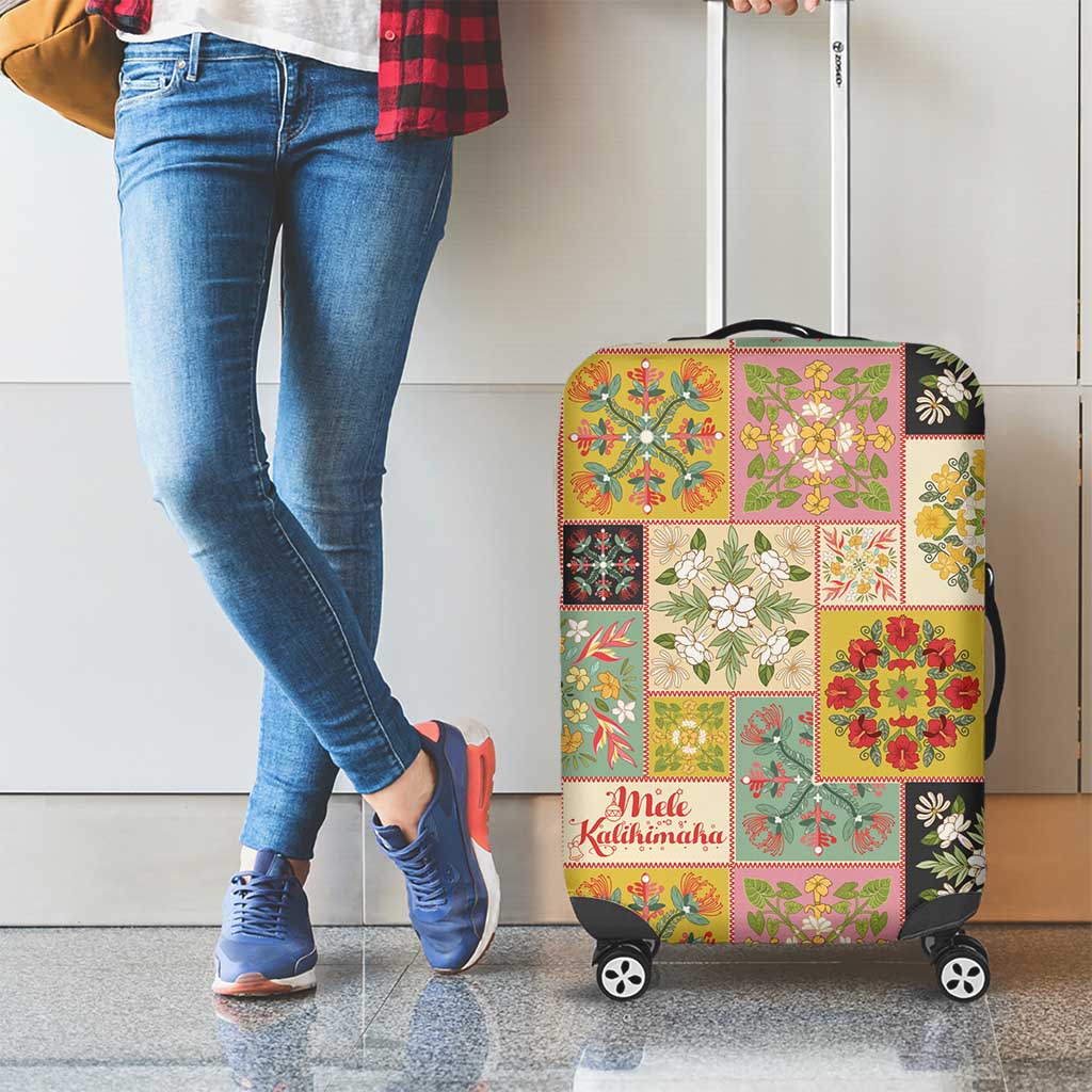 Mele Kalikimaka Hawaii Christmas Luggage Cover Melemele Mama Seamless Floral Motif LT9 - Polynesian Pride