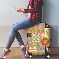 Mele Kalikimaka Hawaii Christmas Luggage Cover Melemele Mama Seamless Floral Motif LT9 - Polynesian Pride