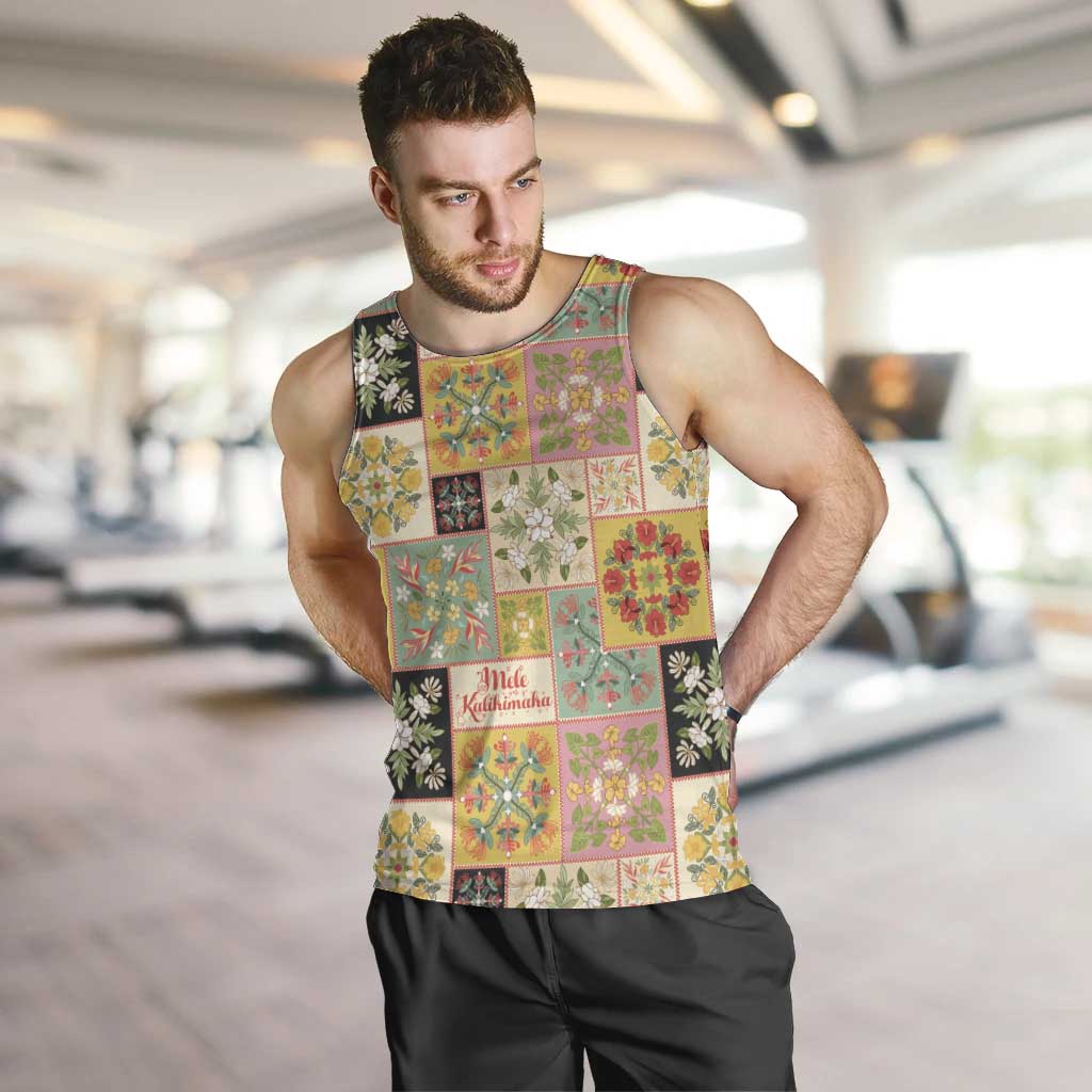 Mele Kalikimaka Hawaii Christmas Men Tank Top Melemele Mama Seamless Floral Motif LT9 Beige - Polynesian Pride
