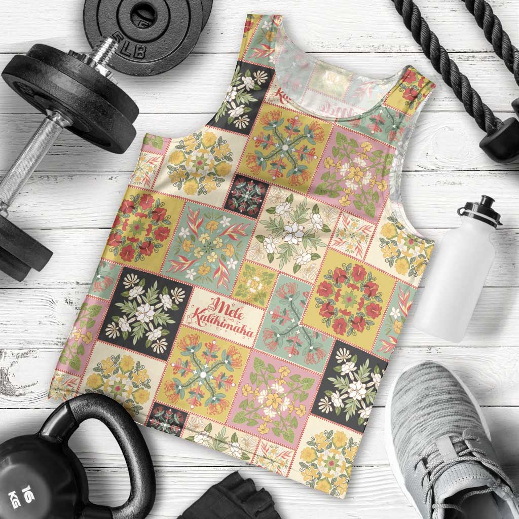 Mele Kalikimaka Hawaii Christmas Men Tank Top Melemele Mama Seamless Floral Motif LT9 - Polynesian Pride