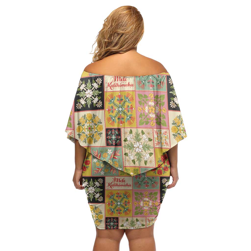 Mele Kalikimaka Hawaii Christmas Off Shoulder Short Dress Melemele Mama Seamless Floral Motif LT9 - Polynesian Pride