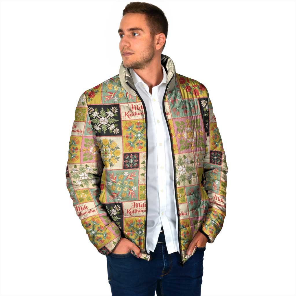 Mele Kalikimaka Hawaii Christmas Padded Jacket Melemele Mama Seamless Floral Motif - Polynesian Pride