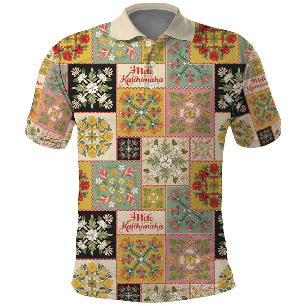 Mele Kalikimaka Hawaii Christmas Polo Shirt Melemele Mama Seamless Floral Motif LT9 Beige - Polynesian Pride