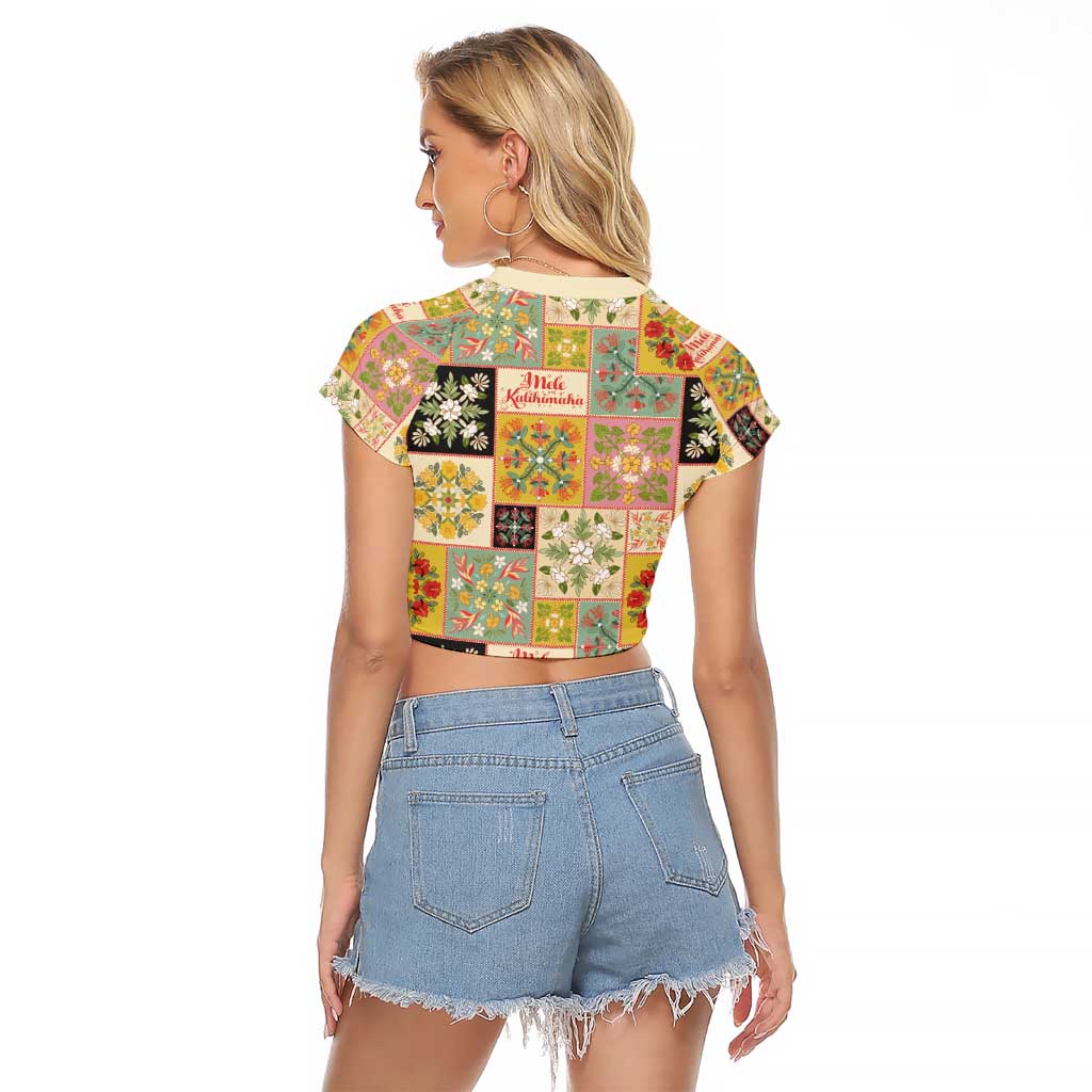 Mele Kalikimaka Hawaii Christmas Raglan Cropped T Shirt Melemele Mama Seamless Floral Motif LT9 - Polynesian Pride