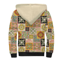 Mele Kalikimaka Hawaii Christmas Sherpa Hoodie Melemele Mama Seamless Floral Motif LT9 - Polynesian Pride