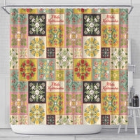 Mele Kalikimaka Hawaii Christmas Shower Curtain Melemele Mama Seamless Floral Motif LT9 - Polynesian Pride