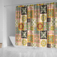 Mele Kalikimaka Hawaii Christmas Shower Curtain Melemele Mama Seamless Floral Motif LT9 - Polynesian Pride