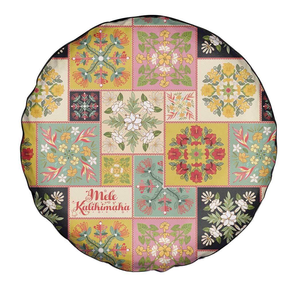 Mele Kalikimaka Hawaii Christmas Spare Tire Cover Melemele Mama Seamless Floral Motif LT9 - Polynesian Pride