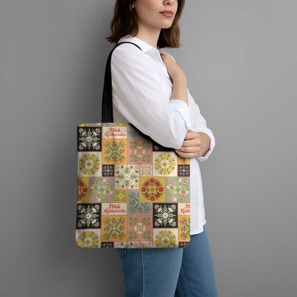 Mele Kalikimaka Hawaii Christmas Tote Bag Melemele Mama Seamless Floral Motif LT9 - Polynesian Pride
