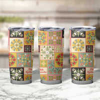 Mele Kalikimaka Hawaii Christmas Tumbler Cup Melemele Mama Seamless Floral Motif LT9 - Polynesian Pride