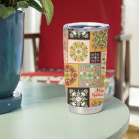 Mele Kalikimaka Hawaii Christmas Tumbler Cup Melemele Mama Seamless Floral Motif LT9 - Polynesian Pride