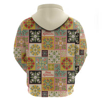 Mele Kalikimaka Hawaii Christmas Zip Hoodie Melemele Mama Seamless Floral Motif LT9 - Polynesian Pride