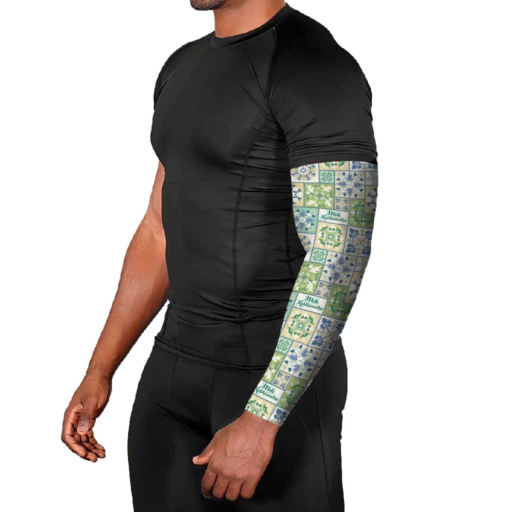 Mele Kalikimaka Hawaii Christmas Arm Sleeves Omaomao Seamless Floral Motif - Polynesian Pride