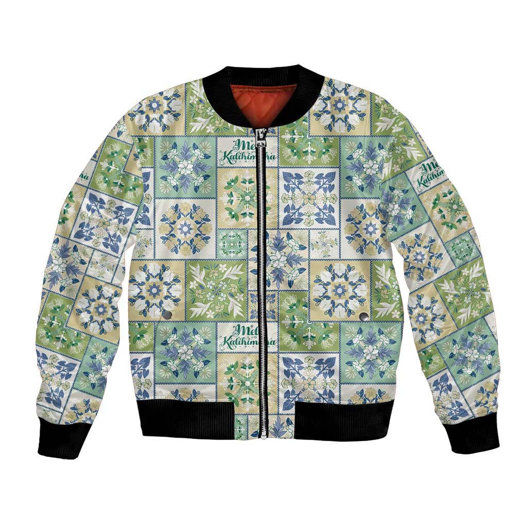 Mele Kalikimaka Hawaii Christmas Bomber Jacket Omaomao Seamless Floral Motif LT9 Unisex Green - Polynesian Pride