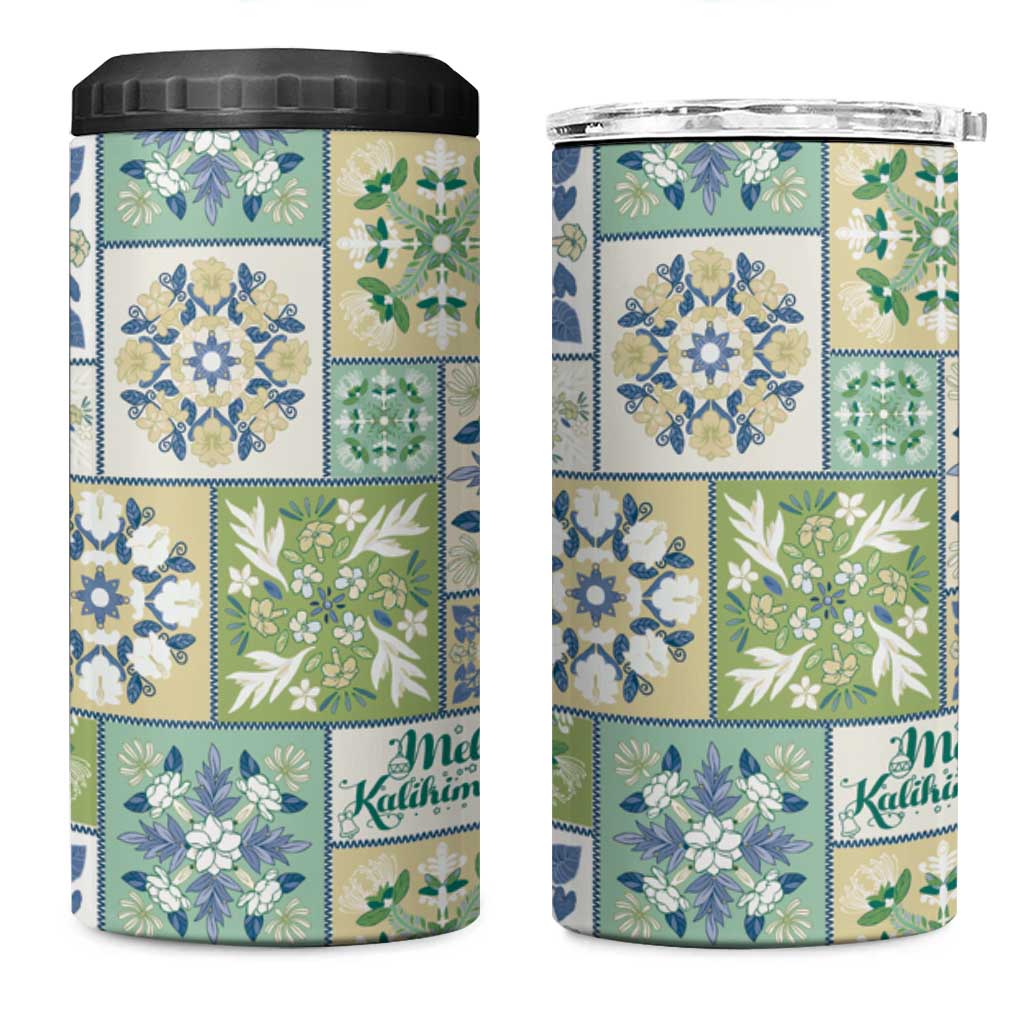 Mele Kalikimaka Hawaii Christmas 4 in 1 Can Cooler Tumbler Omaomao Seamless Floral Motif LT9 One Size: 16 oz Green - Polynesian Pride